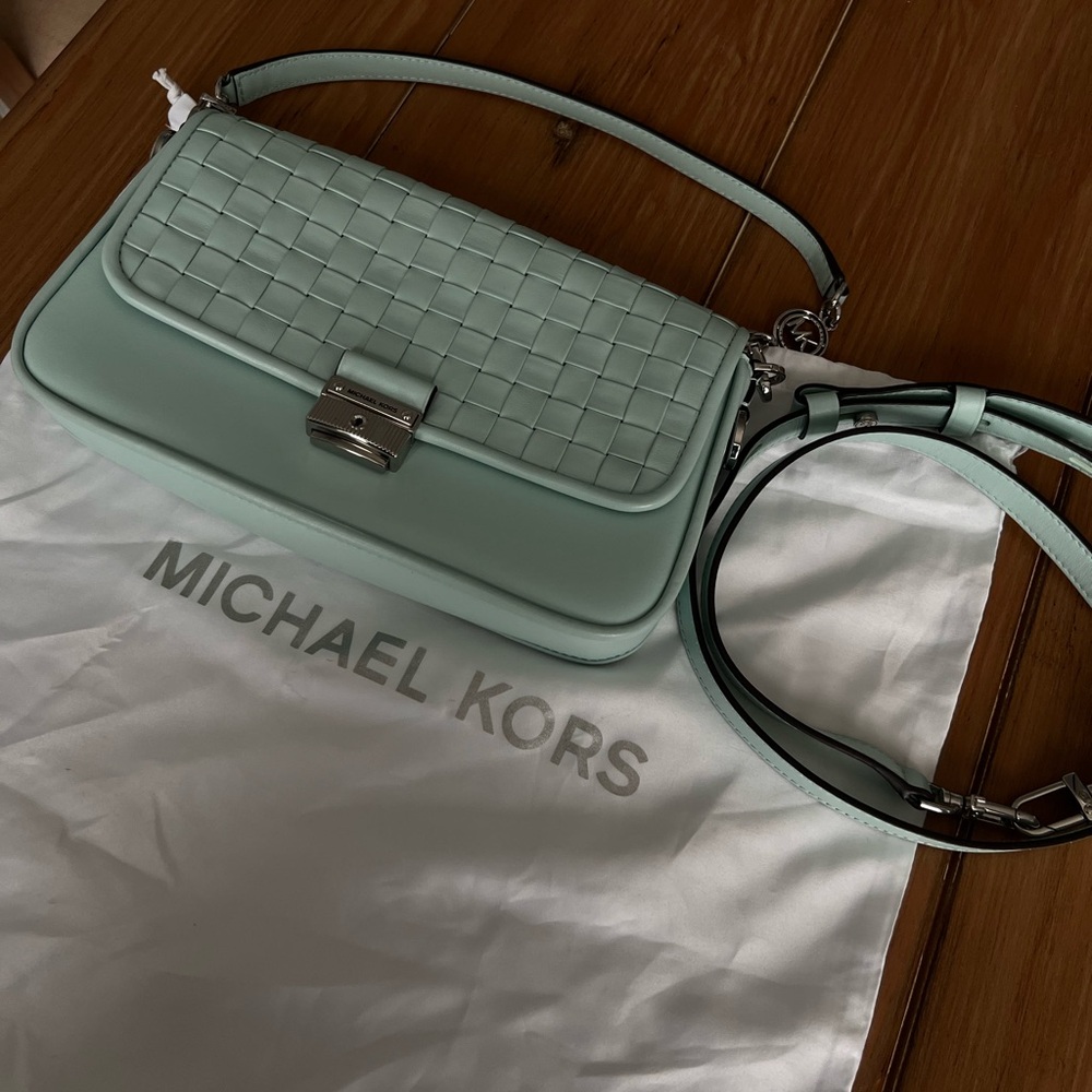 Michael Kors MK Bradshaw Small Woven Leather Convertible Shoulder Bag/Crossbody - Picture 16 of 16